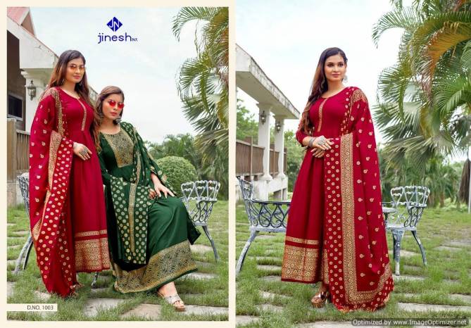 Jinesh Nx Akansha 1 Heavy Designer Festive Wear Kurti With Bottom And Dupatta Ready Made Collection